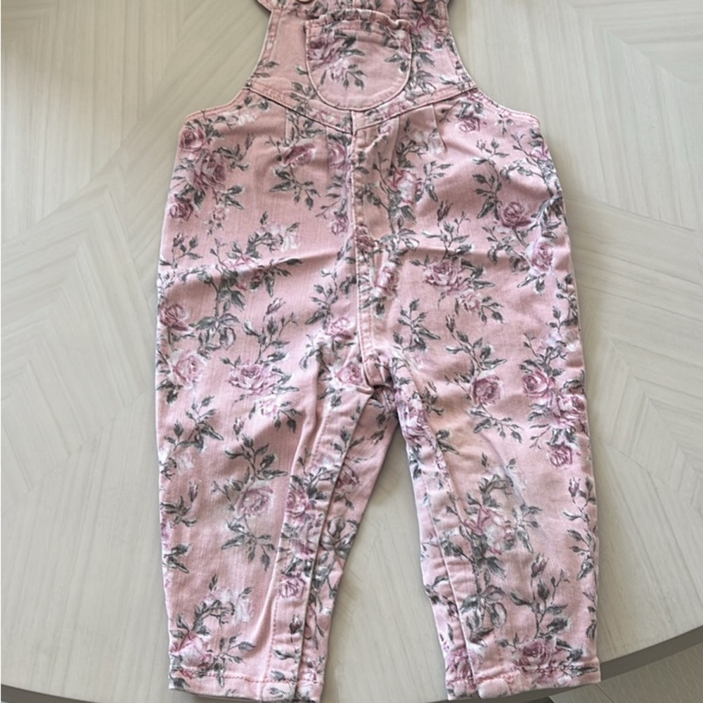 LoveShackFancy Pink Floral Kids Overalls